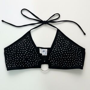 iHeartRaves Black Crop Top with Silver Accents